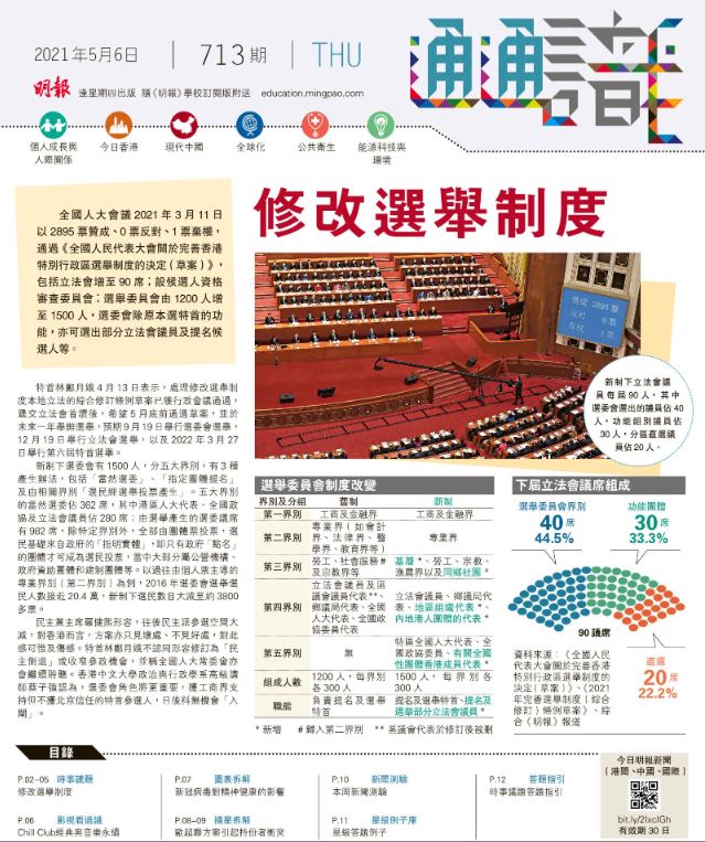 《明報通通識》713期 修改選舉制度